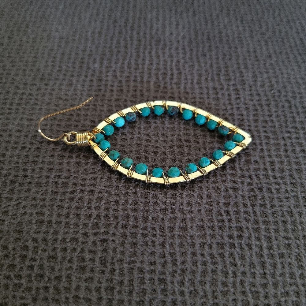 Blue💙-Green💚 Turquoise Teardrop💦 Earrings - Picture 11 of 13